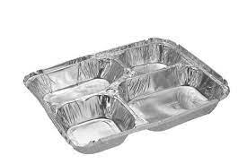 4 COMPARTMENT ALUMINIUM MEAL TRAY