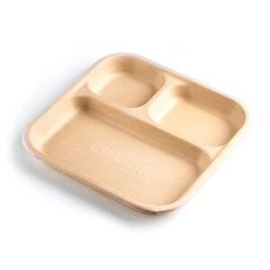 3 COMPARTMENT BIO MEAL TRAY (NATURAL)