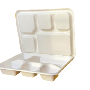 5 COMPARTMENT BIO MEAL TRAY (LID AVAILABLE) WHITE
