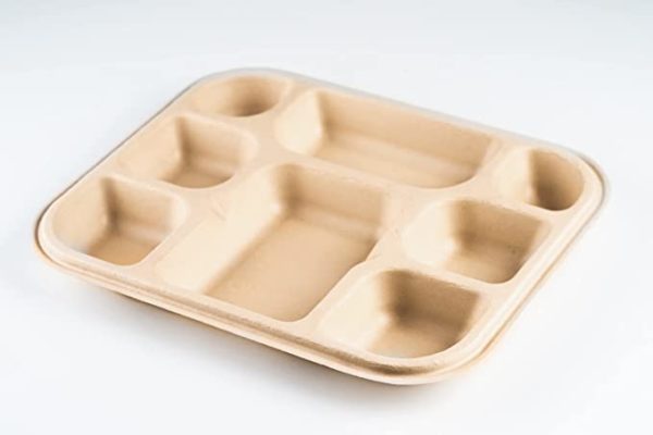 8 COMPARTMENT BIO MEAL TRAY (NATURAL)