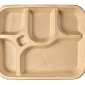 5 COMPARTMENT BIO MEAL TRAY (NATURAL)