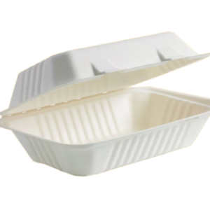 9″x 6″ 1 COMPARTMENT BIO CLAMSHELL BOX (WHITE)