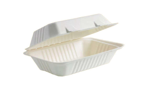 9″x 6″ 1 COMPARTMENT BIO CLAMSHELL BOX (WHITE)